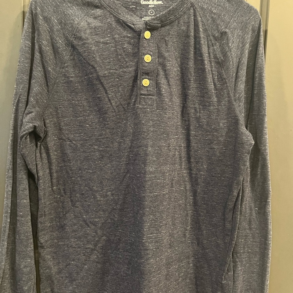 Goodfellow & Co Men's Heathered Navy Henley Shirt